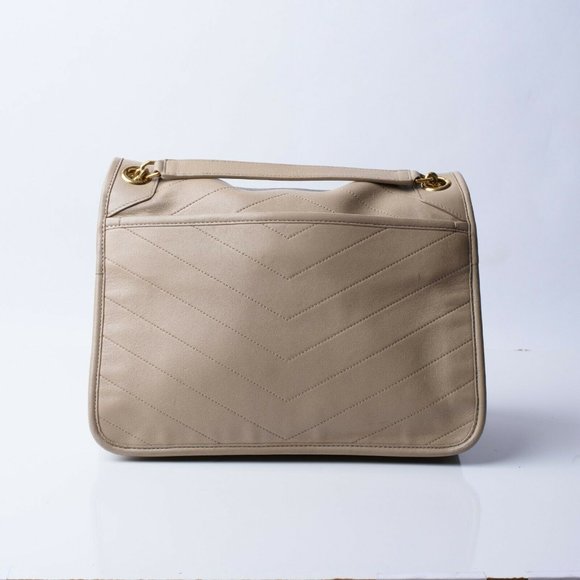 YSL Saint Laurent Niki Medium Bag Sac MNG Calfskin Shoulder Bag Purse Dark Beige - Picture 3 of 10